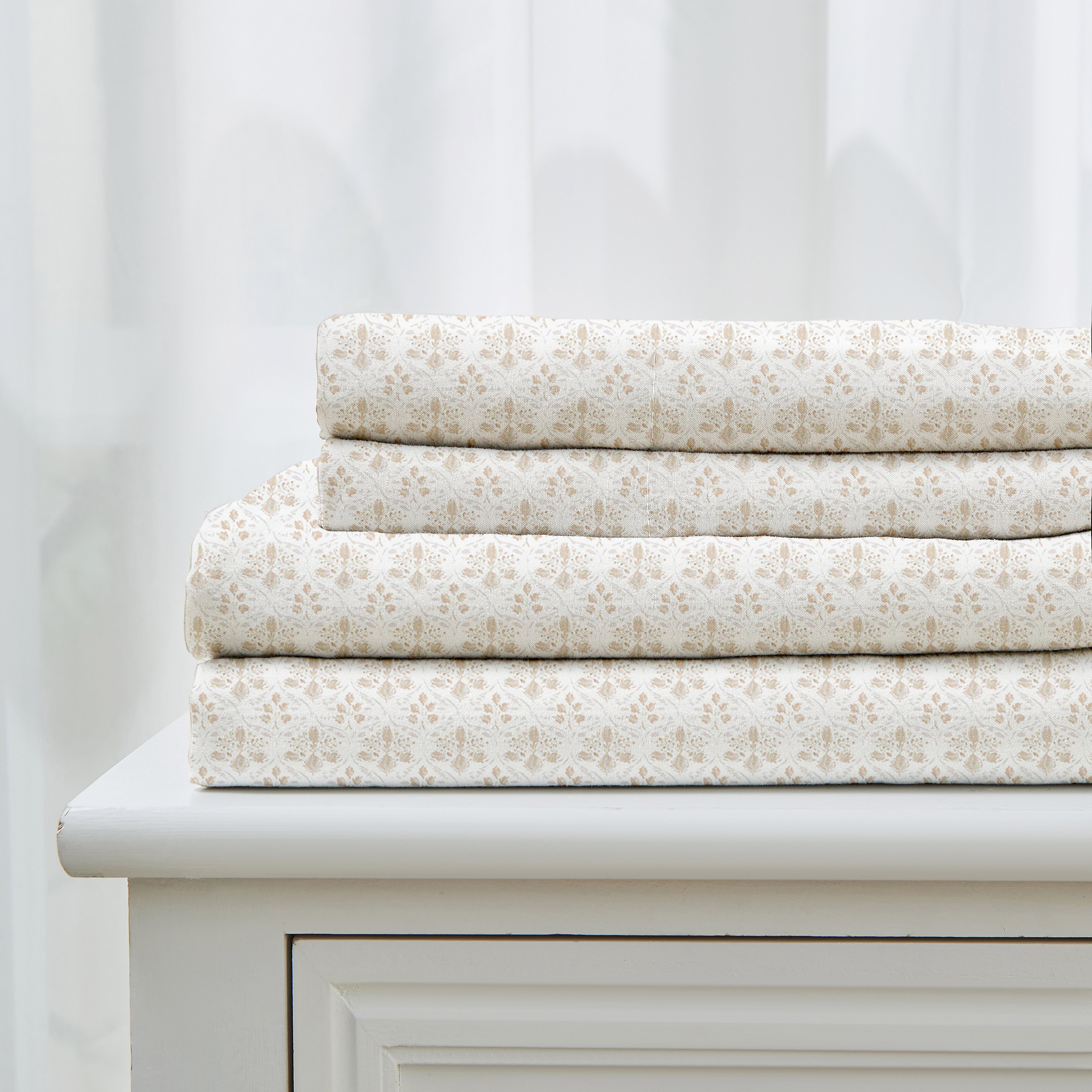  Patina Vie Maison Patina Vie Maison Leiea Pre Washed Microfiber Printed Sheet Set - Twin - Bonton