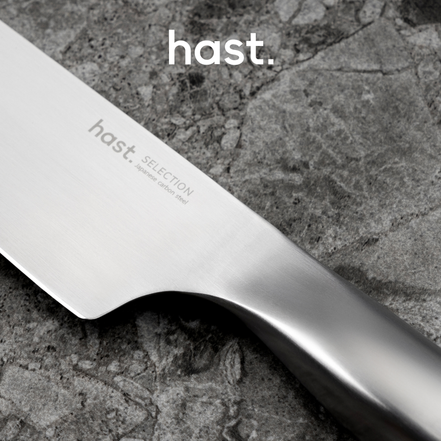  Hast Hast Selection Series 8-inch Chef Knife, Japanese Carbon Steel by Hast - Matte Silver - Bonton