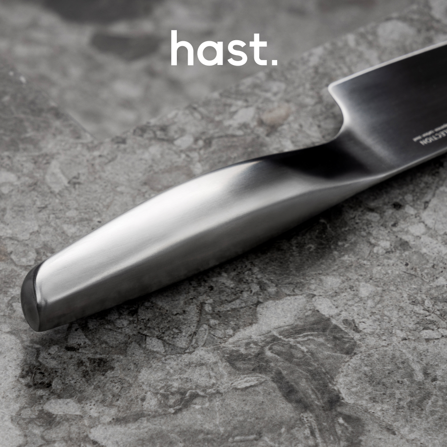  Hast Hast Selection Series 8-inch Chef Knife, Japanese Carbon Steel by Hast - Matte Silver - Bonton