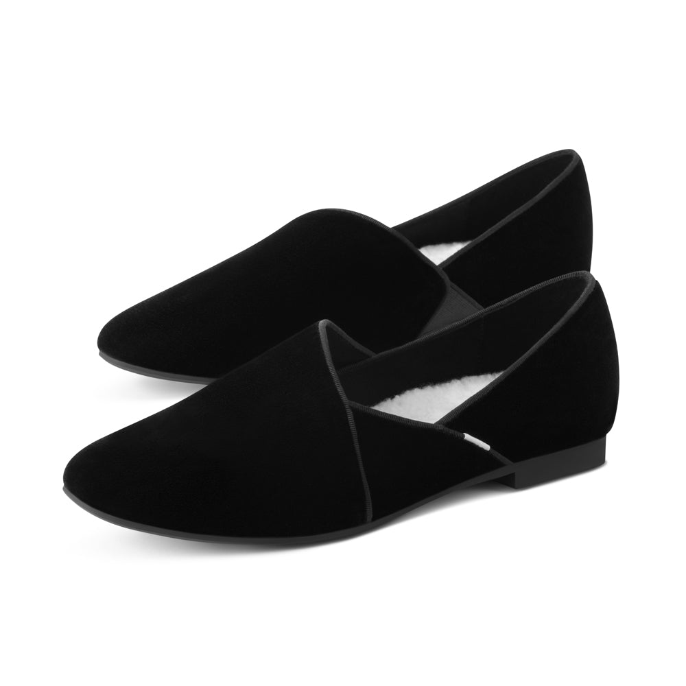  Luvons Francesca Soft Velvet Slippers - Black - Bonton