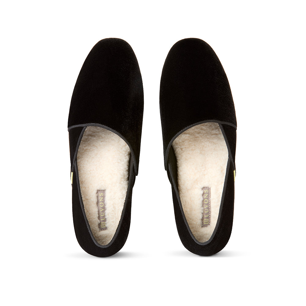  Luvons Francesca Soft Velvet Slippers - Black - Bonton