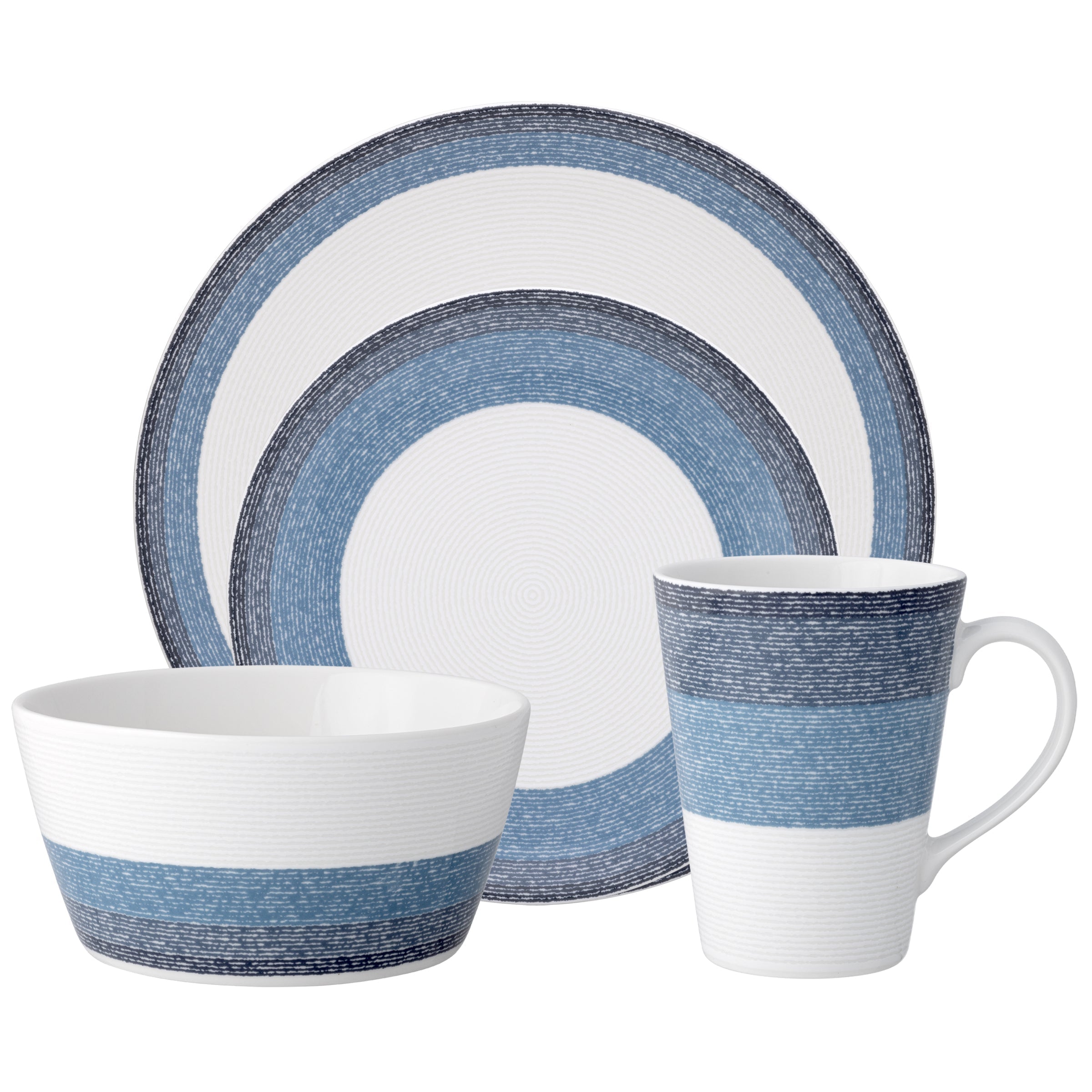  Noritake Colorscapes Layers 4-Piece Coupe Place Setting - Navy - Bonton