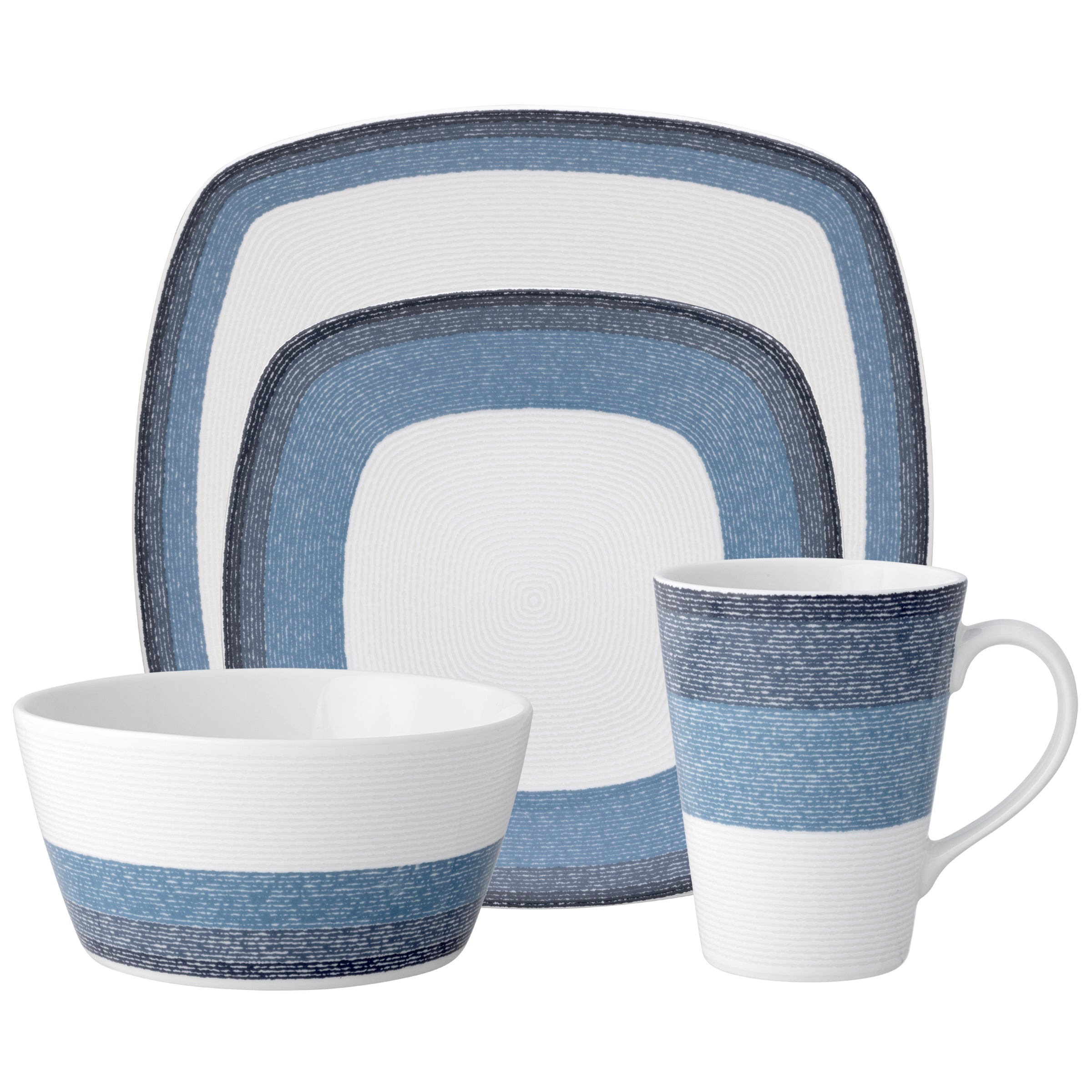  Noritake Colorscapes Layers 4-Piece Square Place Setting - Navy - Bonton