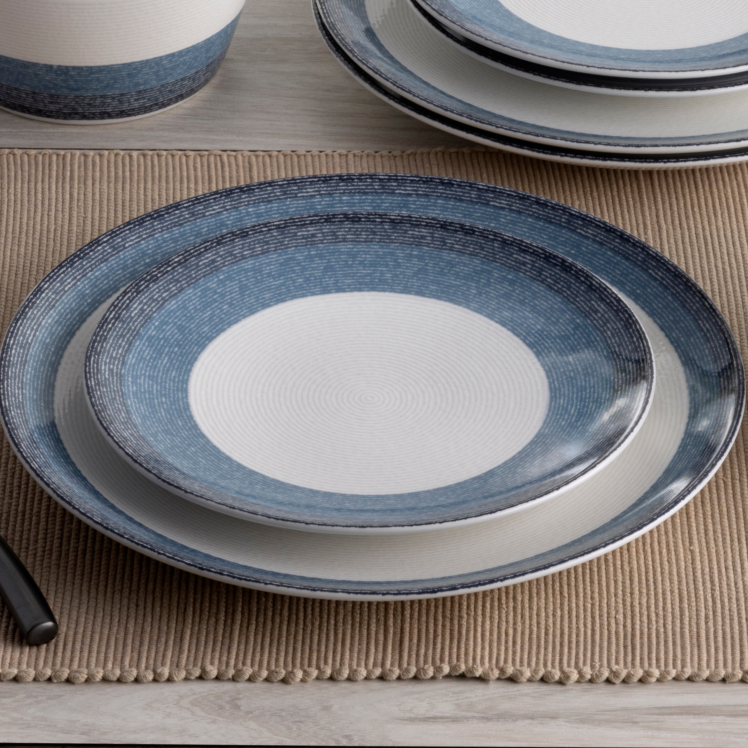  Noritake Colorscapes Layers 12-Piece Coupe Dinnerware Set, Service For 4 - Navy - Bonton