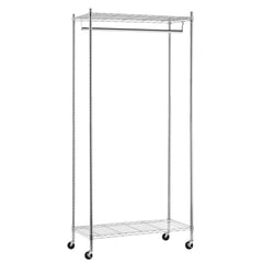 Heavy Duty Rolling Garment Rack with 2 Shelves