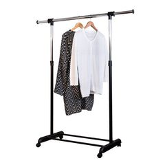 Adjustable Height and Width Rolling Metal Clothes Rack