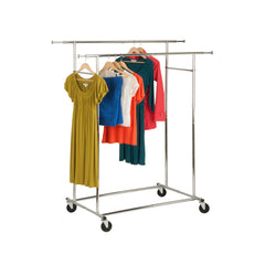 Dual Bar Adjustable Rolling Garment Rack