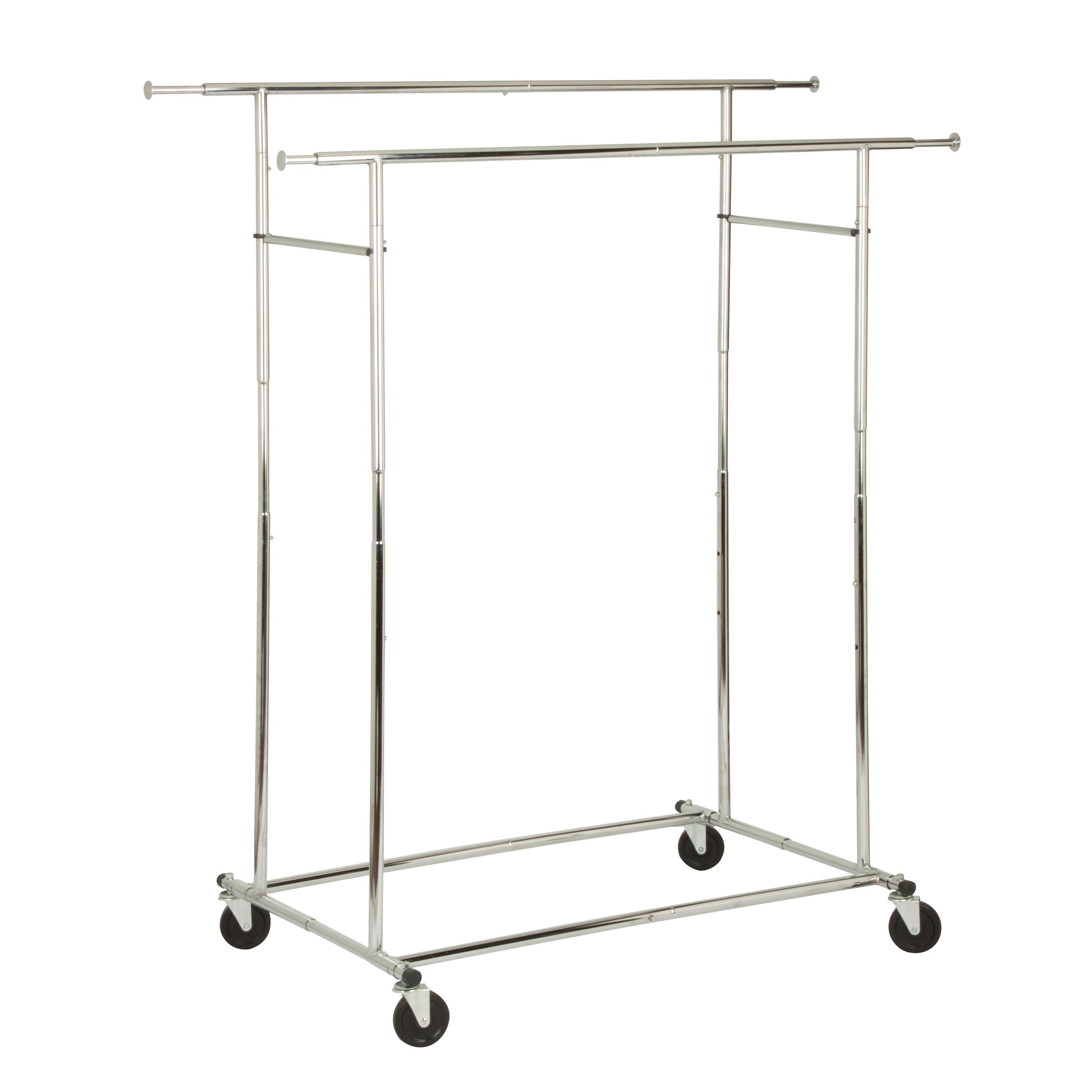  Honey-Can-Do Dual Bar Adjustable Rolling Garment Rack - Chrome - Bonton