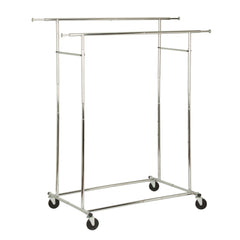 Dual Bar Adjustable Rolling Garment Rack