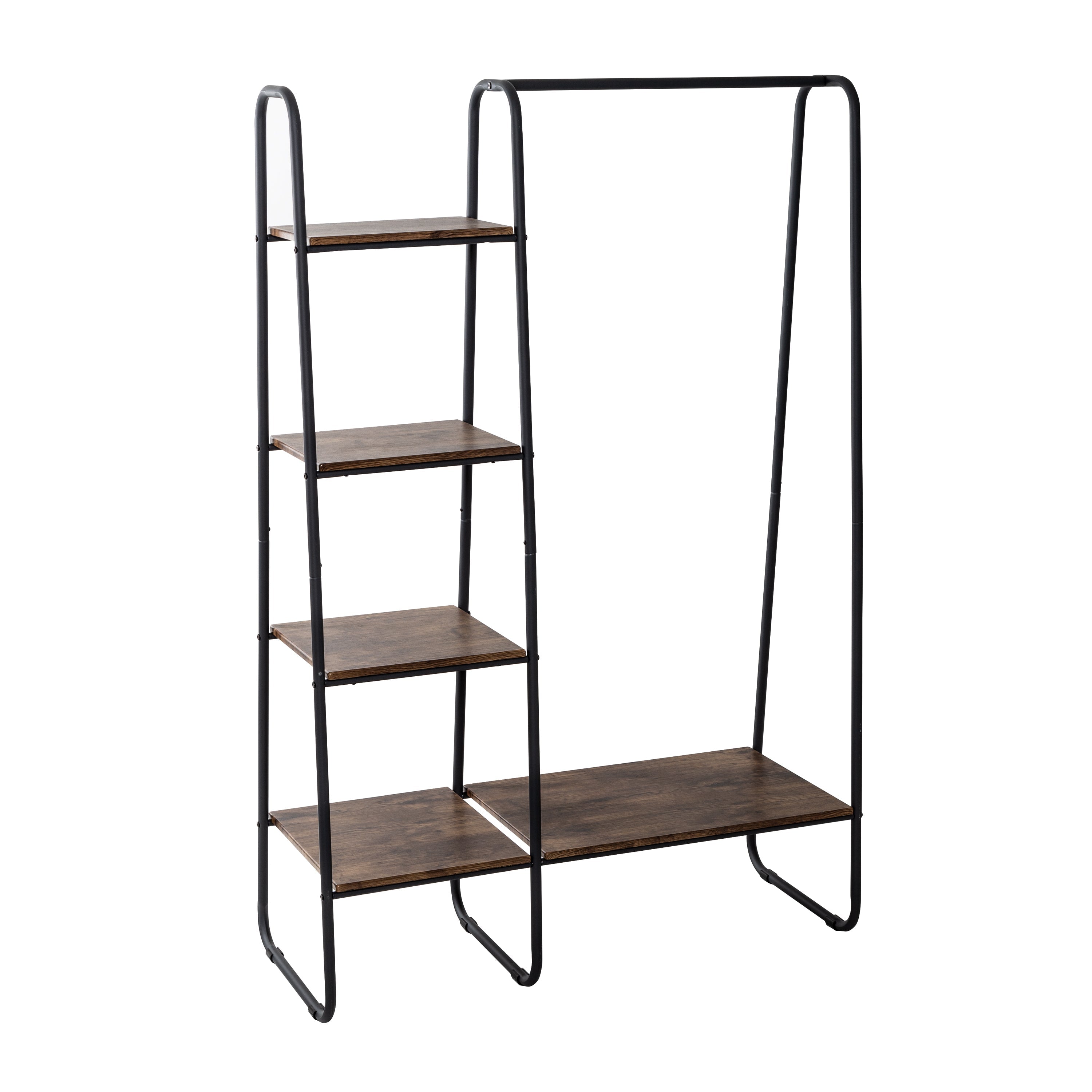  Honey-Can-Do Freestanding Metal Clothing Rack with Wood Shelves - Black - Bonton