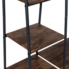 Freestanding Metal Clothing Rack with Wood Shelves