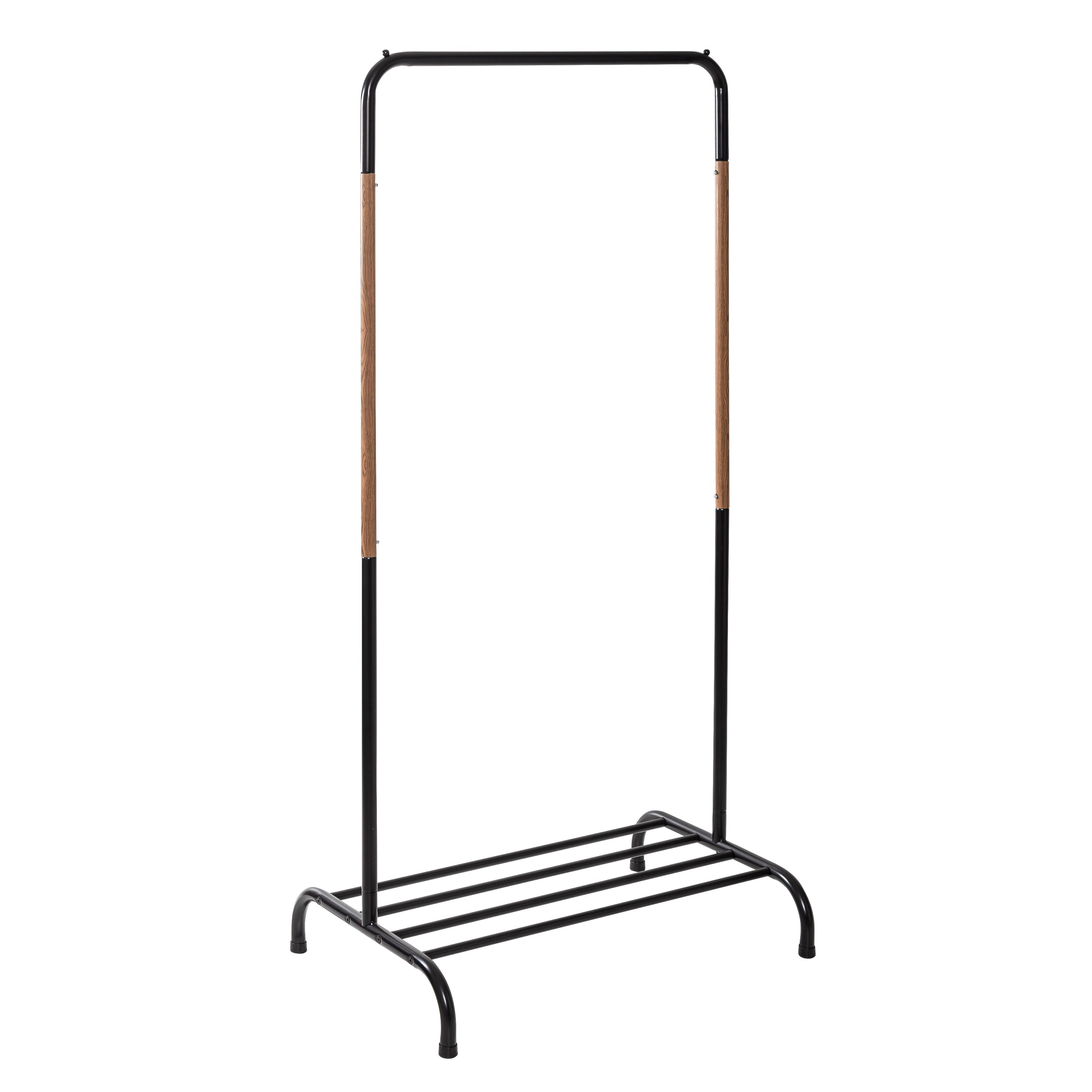  Honey-Can-Do Single Garment Rack with Shoe Shelf and Hanging Bar for Clothes - Black - Bonton