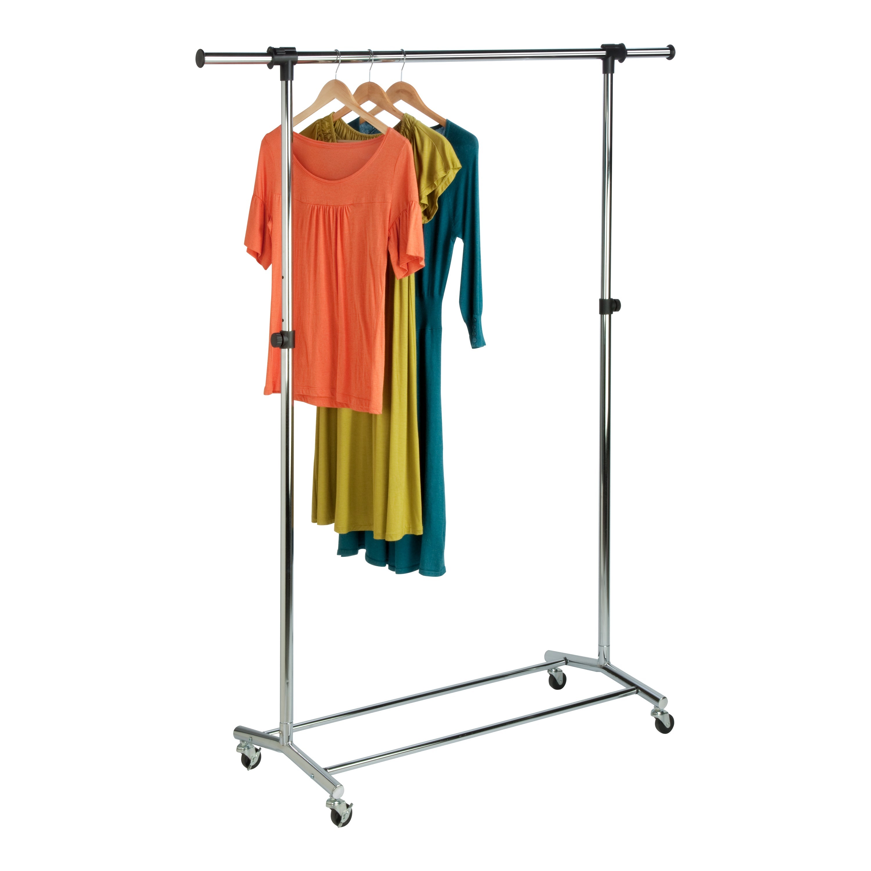  Honey-Can-Do Adjustable Rolling Clothes and Garment Rack - Chrome - Bonton