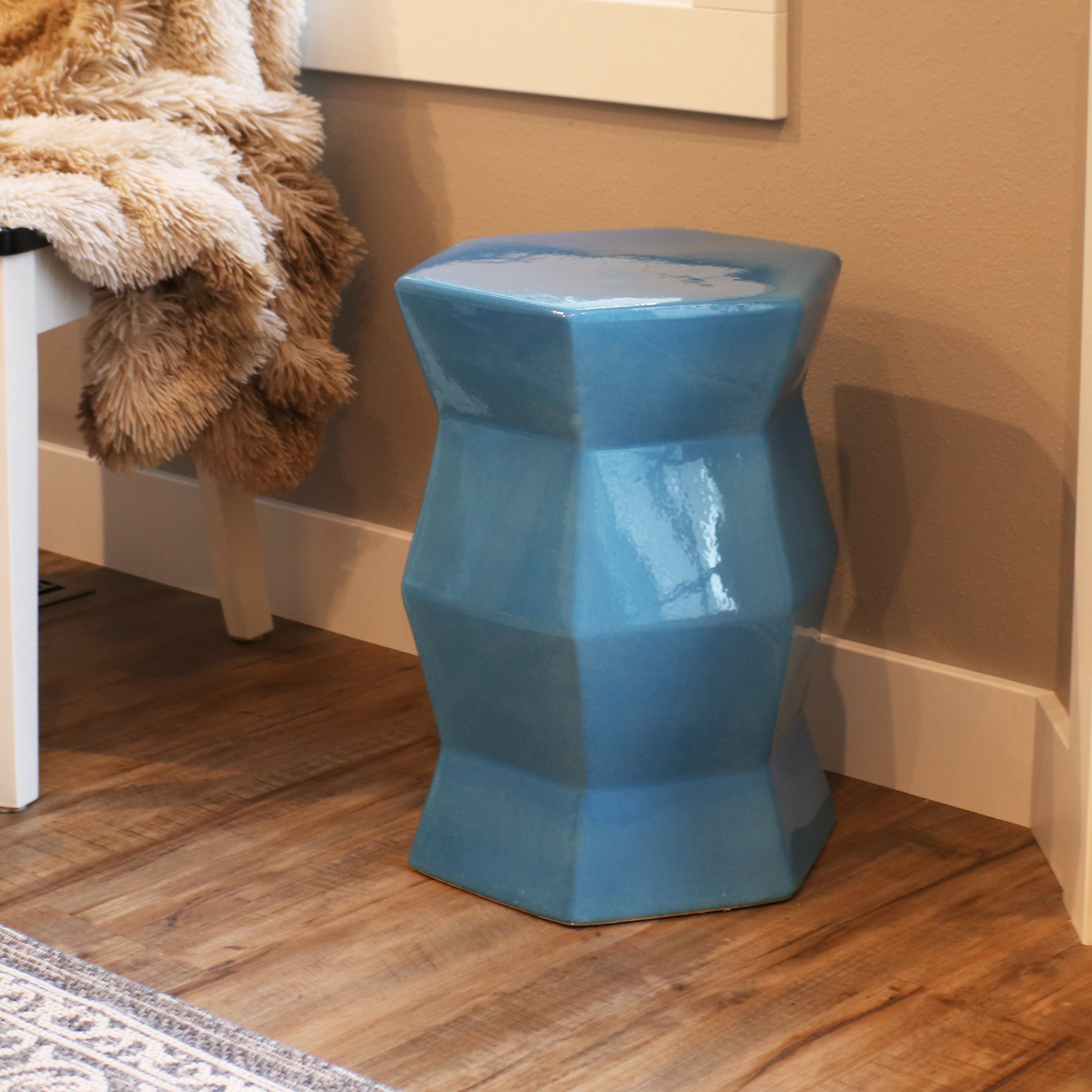  Sunnydaze Decor Moderno Geometric Ceramic Garden Stool 17.25