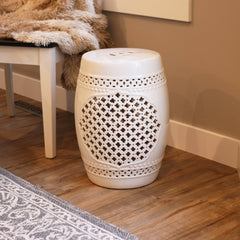 Marrakesh Lattice Ceramic Garden Stool 17.75"