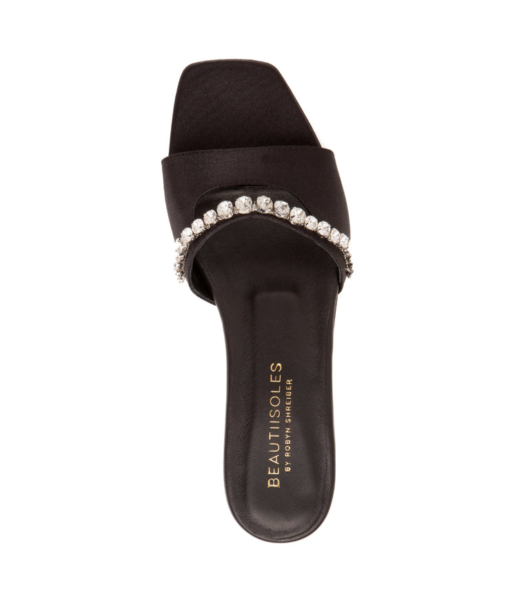 GEMMA Slip-on Wedding Flat Ladies Shoes BLACK