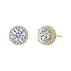 Elegant Round Stud Earrings With Colored Cubic Zirconia