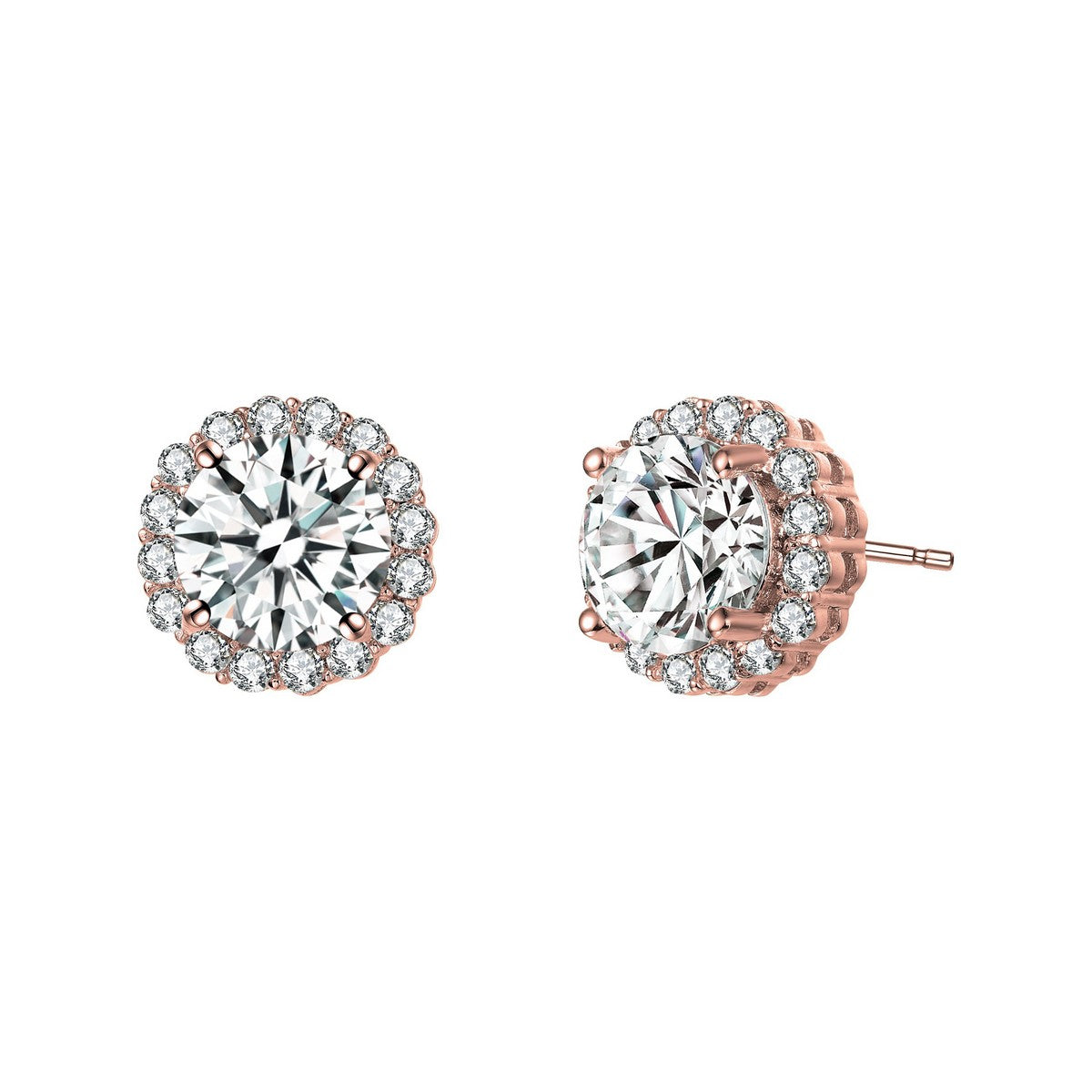  Genevive Elegant Round Stud Earrings With Colored Cubic Zirconia - Gold - Bonton