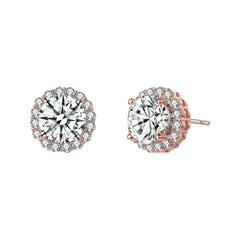 Elegant Round Stud Earrings With Colored Cubic Zirconia