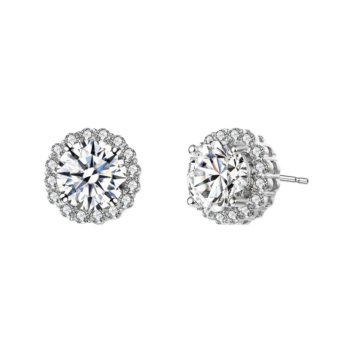  Genevive Elegant Round Stud Earrings With Colored Cubic Zirconia - Gold - Bonton