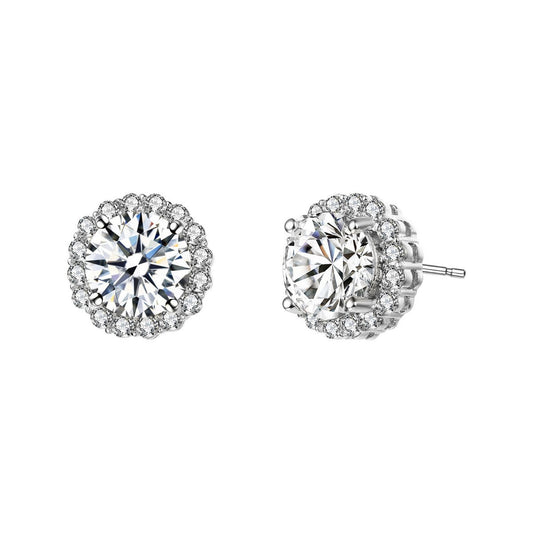 Elegant Round Stud Earrings With Colored Cubic Zirconia