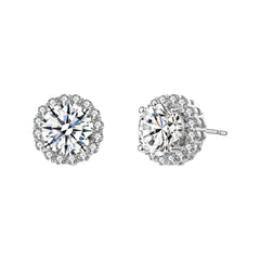 Elegant Round Stud Earrings With Colored Cubic Zirconia