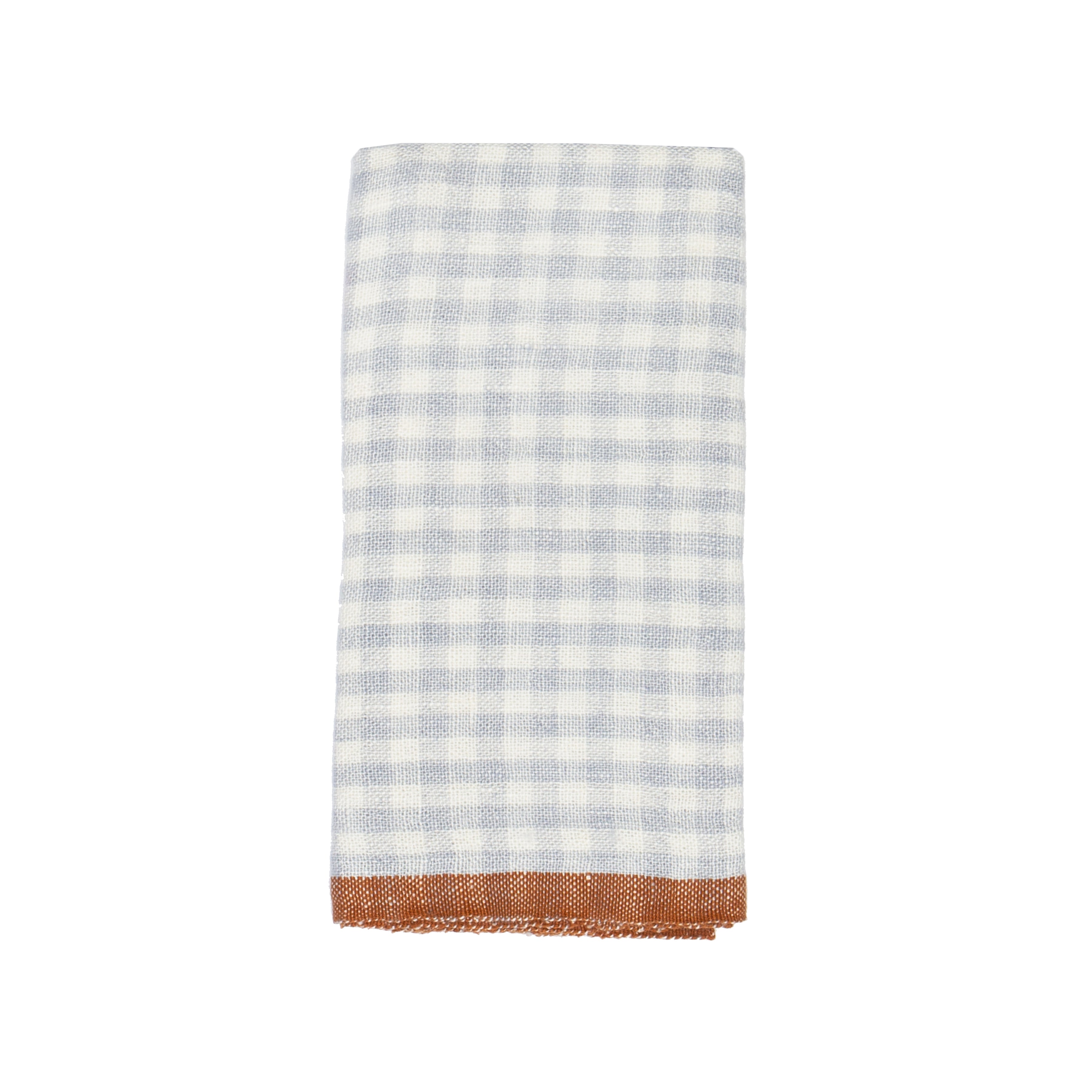  Caravan Two-Tone Gingham Towels, Set of 2 - Aqua & Orange - Bonton
