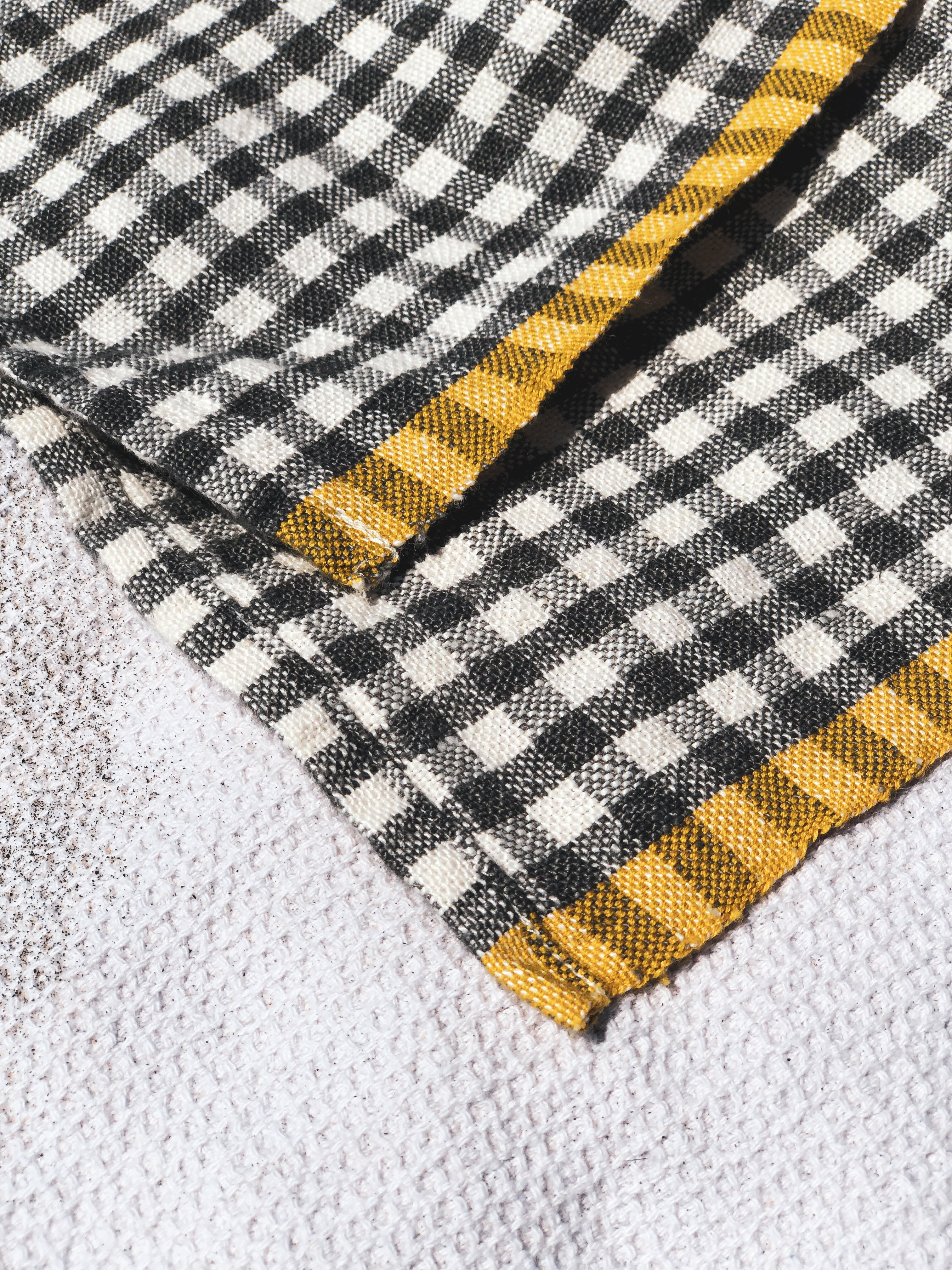  Caravan Two-Tone Gingham Towels, Set of 2 - Aqua & Orange - Bonton