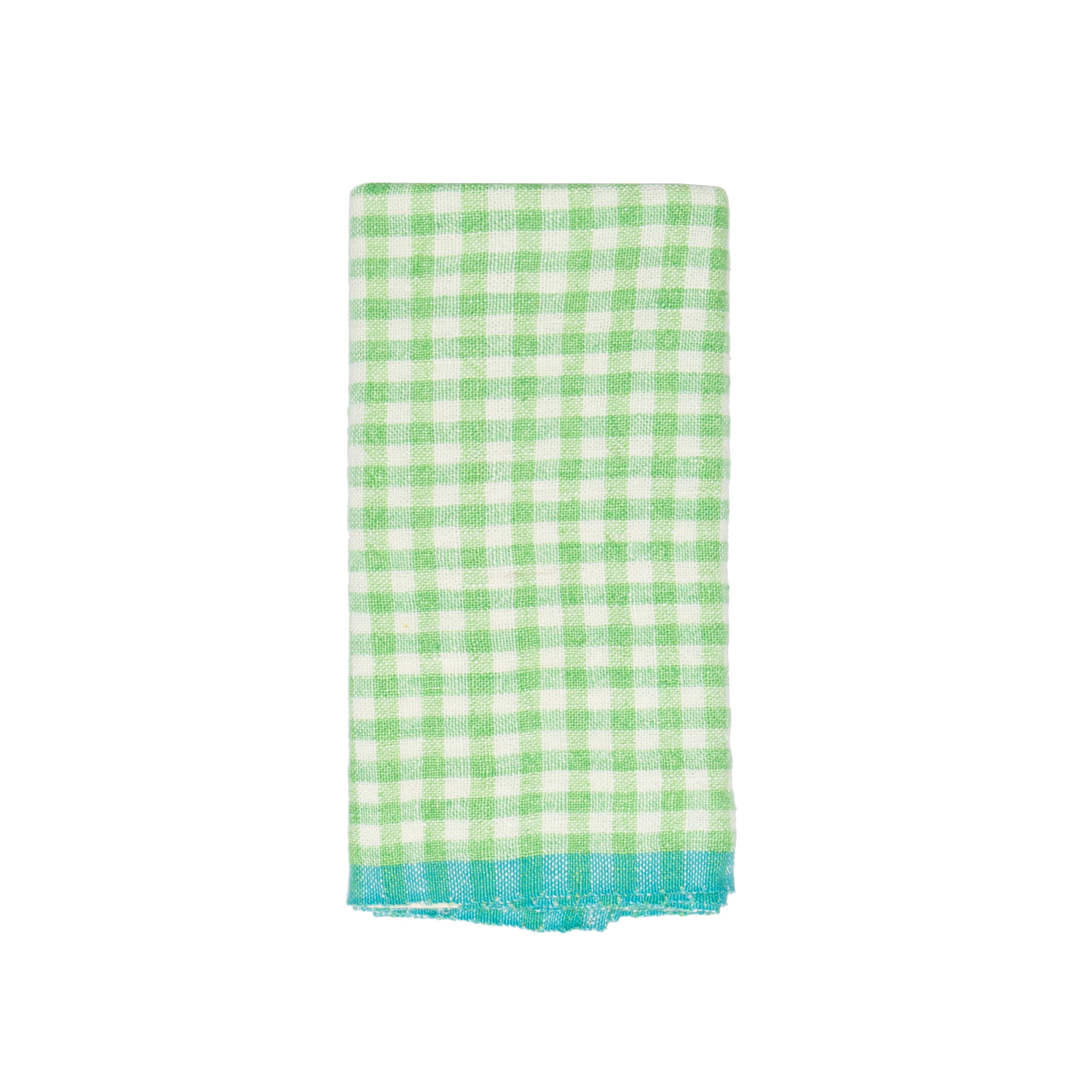  Caravan Two-Tone Gingham Towels, Set of 2 - Aqua & Orange - Bonton
