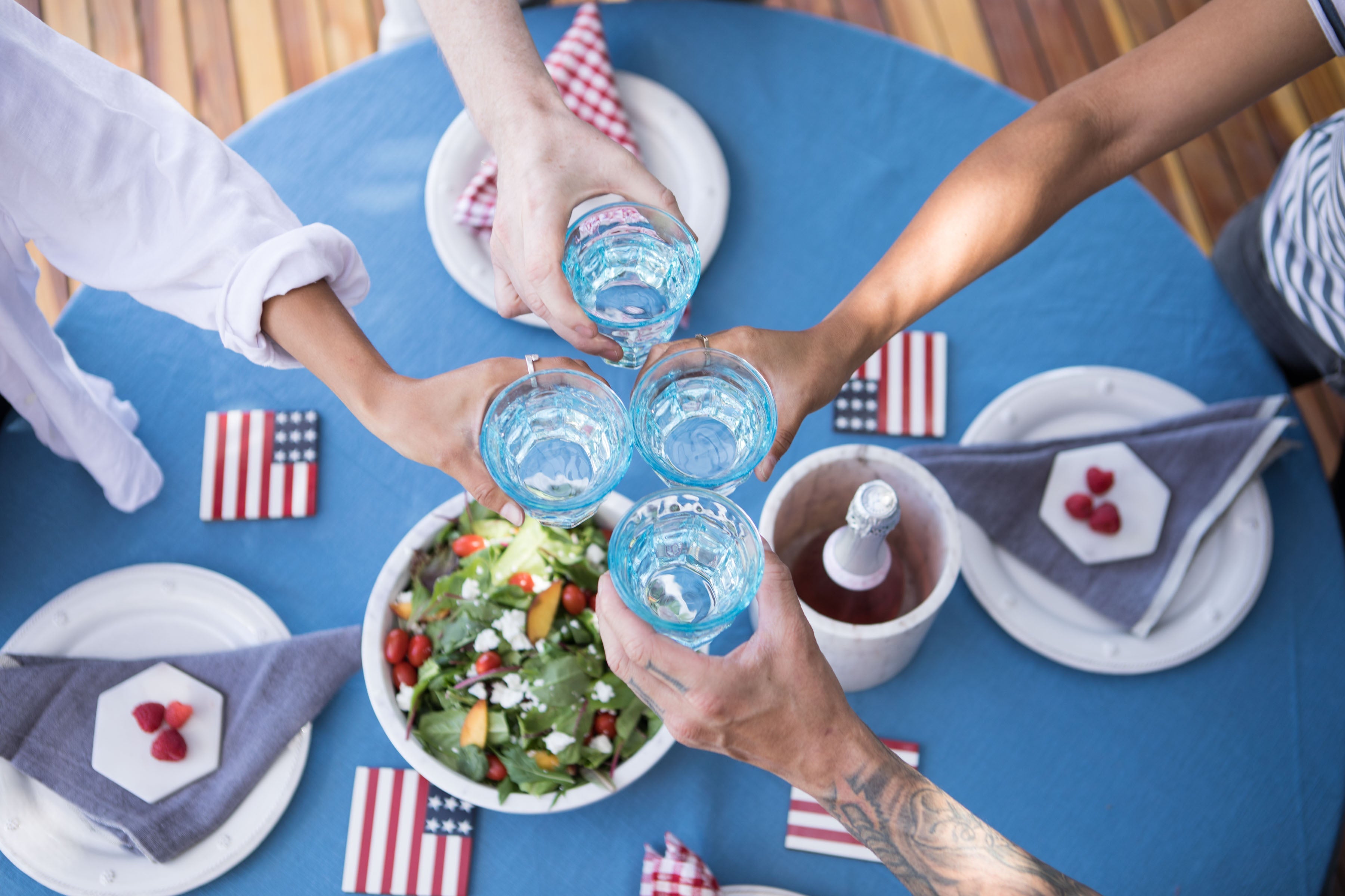  Caravan Bistro Glass Blue 8oz - Set of 6 - Blue - Bonton