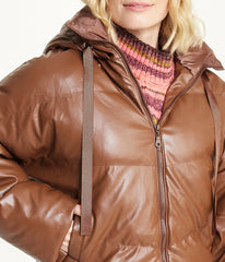 Vegan Leather Puffer Coat