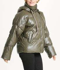 Vegan Leather Puffer Coat