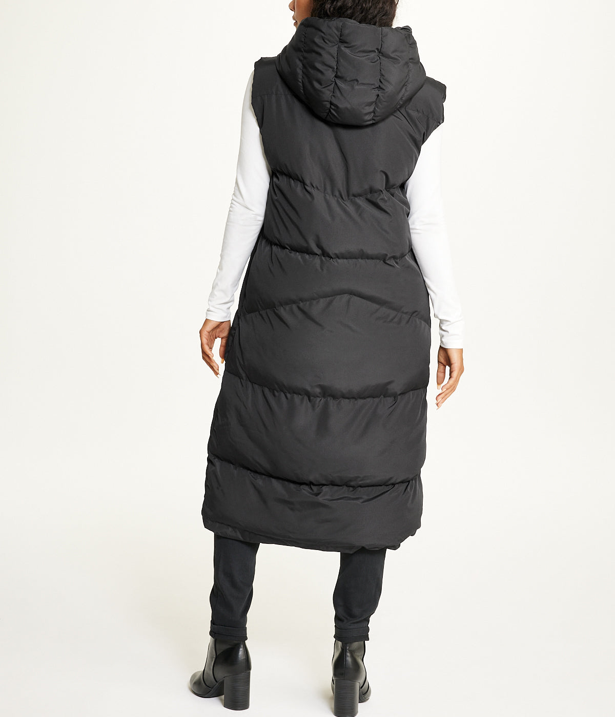  Long Puffer Vest - Black - Bonton