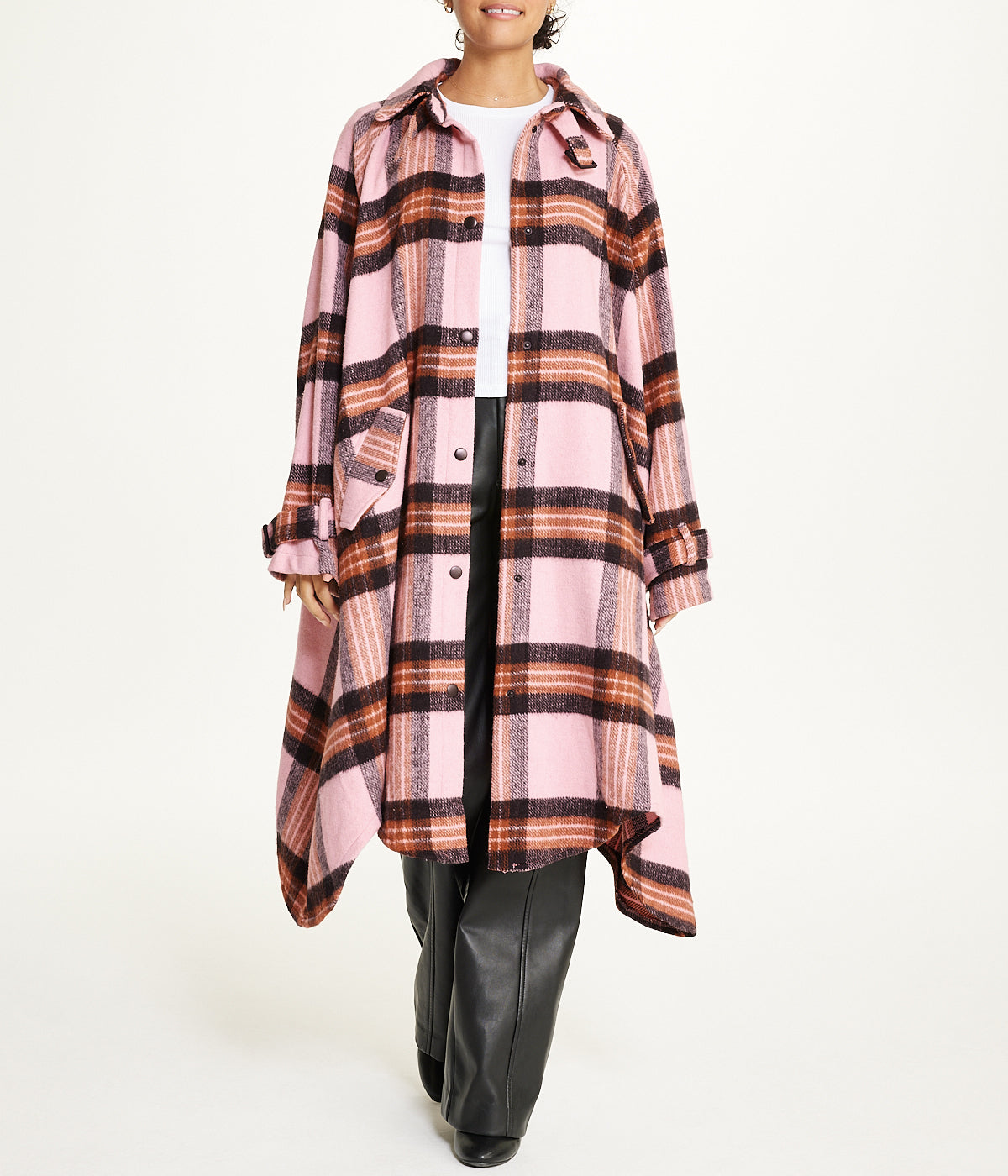  Oversized Plaid Shacket - DriÌ‡ed Rose - Bonton