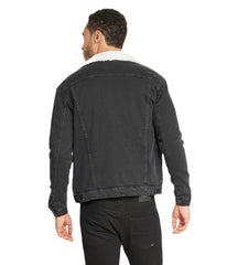 Sherpa Collar Black Denim Jacket