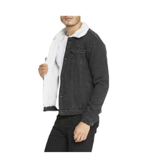 Sherpa Collar Black Denim Jacket