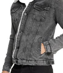 Sherpa Collar Gray Denim Jacket