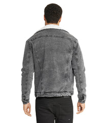 Sherpa Collar Gray Denim Jacket