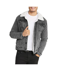 Sherpa Collar Gray Denim Jacket