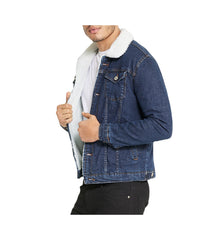 Sherpa Collar Dark Blue Denim Jacket