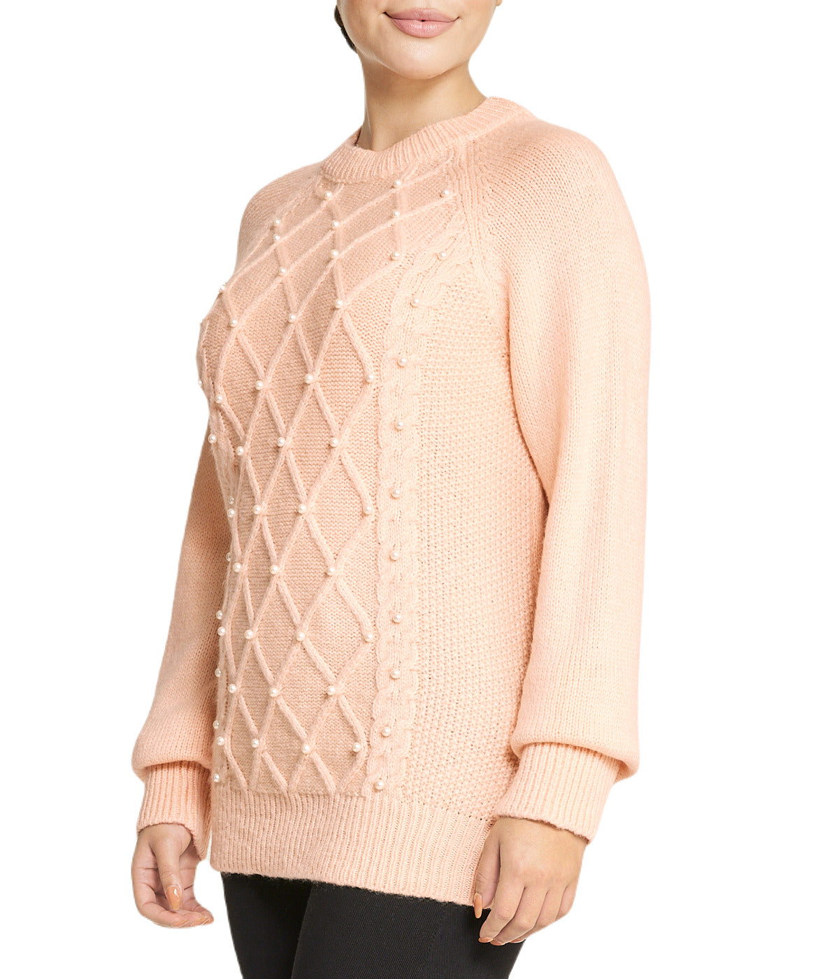  Embellished Cable Pullover - Powder - Bonton