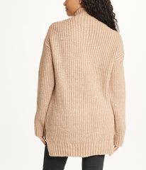 Bejewelled Cable Mock Neck Sweater