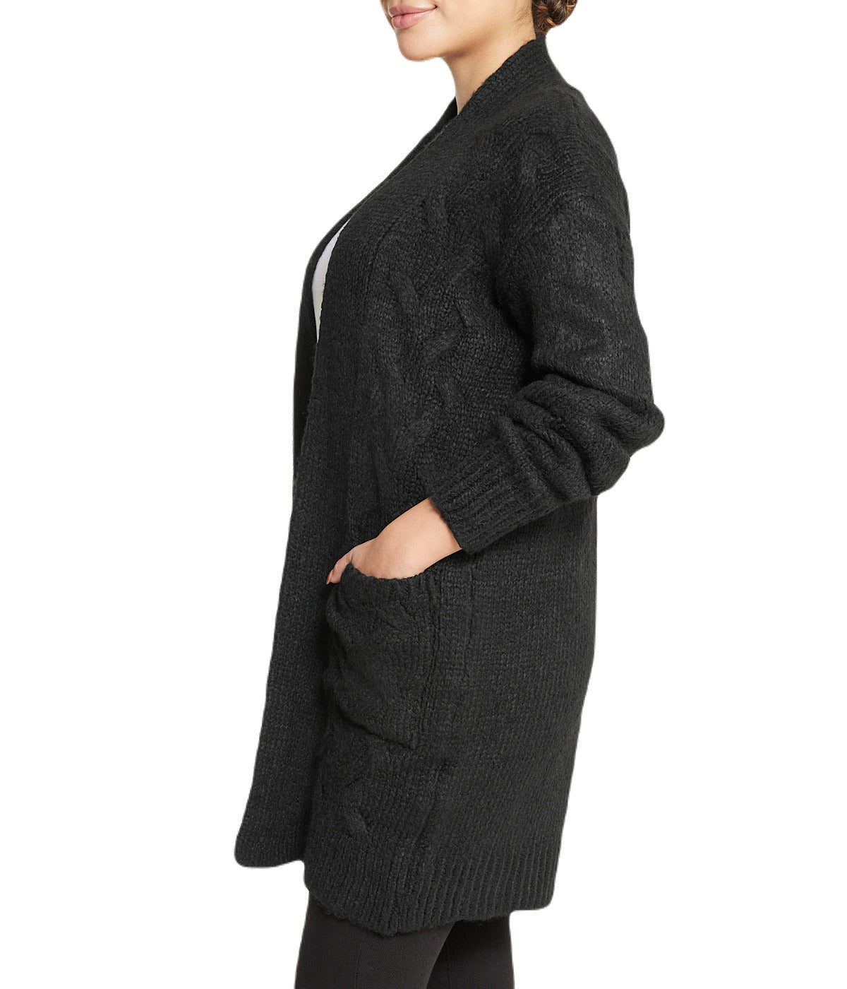  Miss Poeym Cable Flyaway Cardigan - Black - Bonton