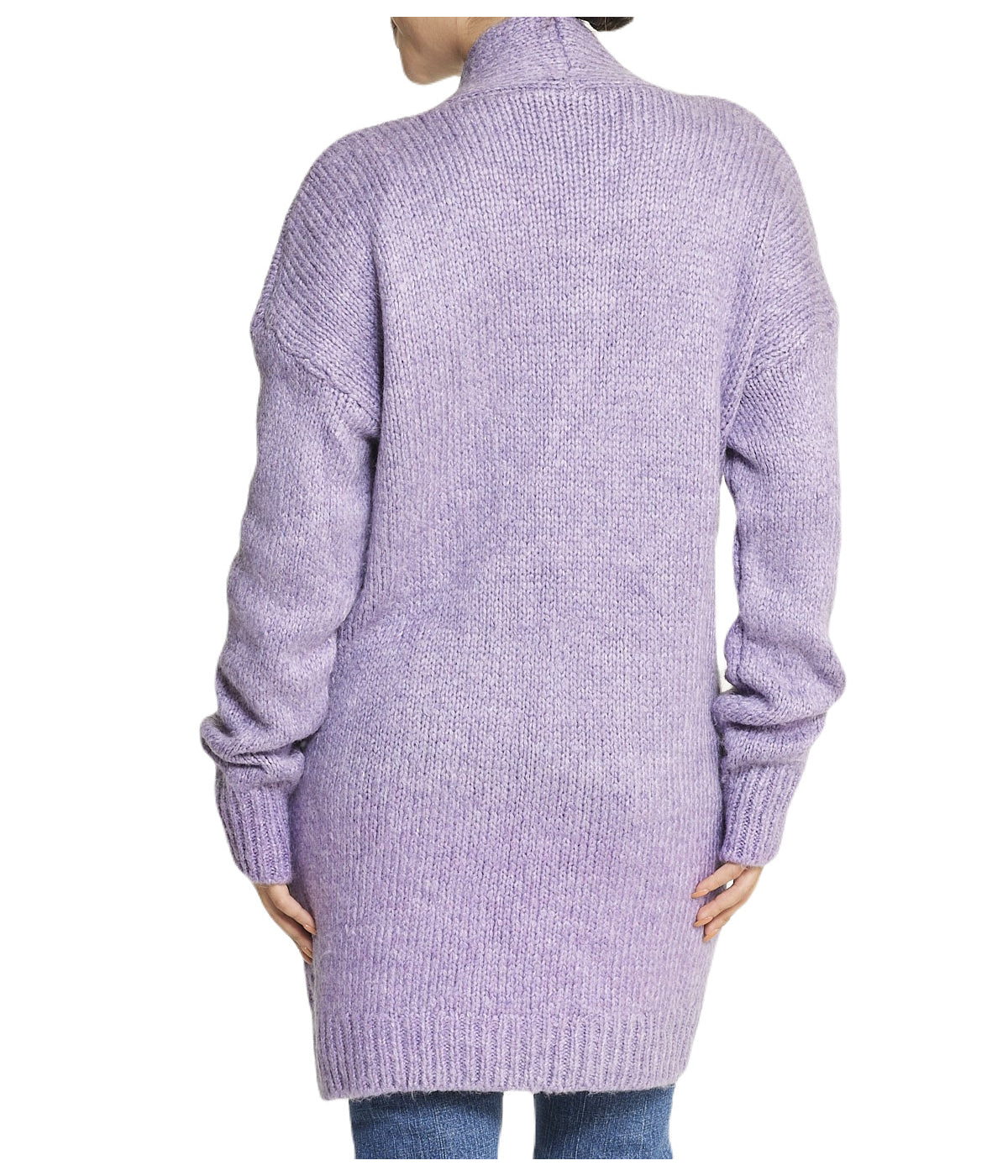  Cable Flyaway Cardigan - Purple - Bonton