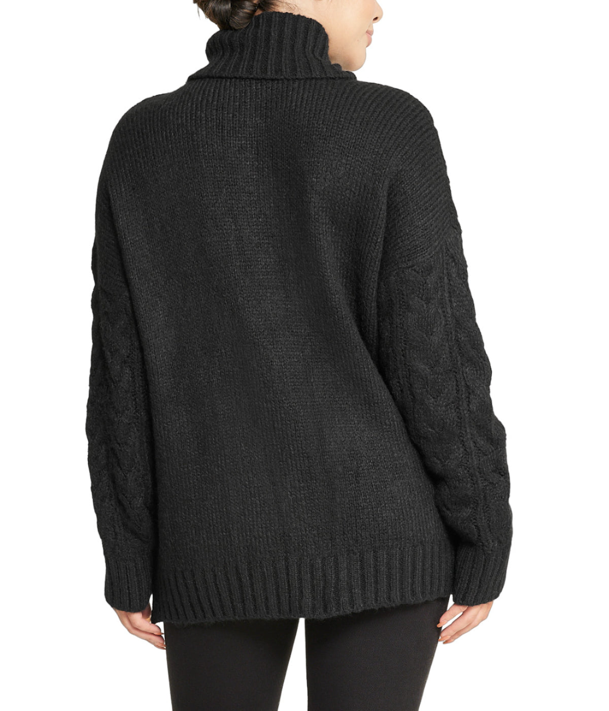  Cable Turtleneck Sweater - Black - Bonton