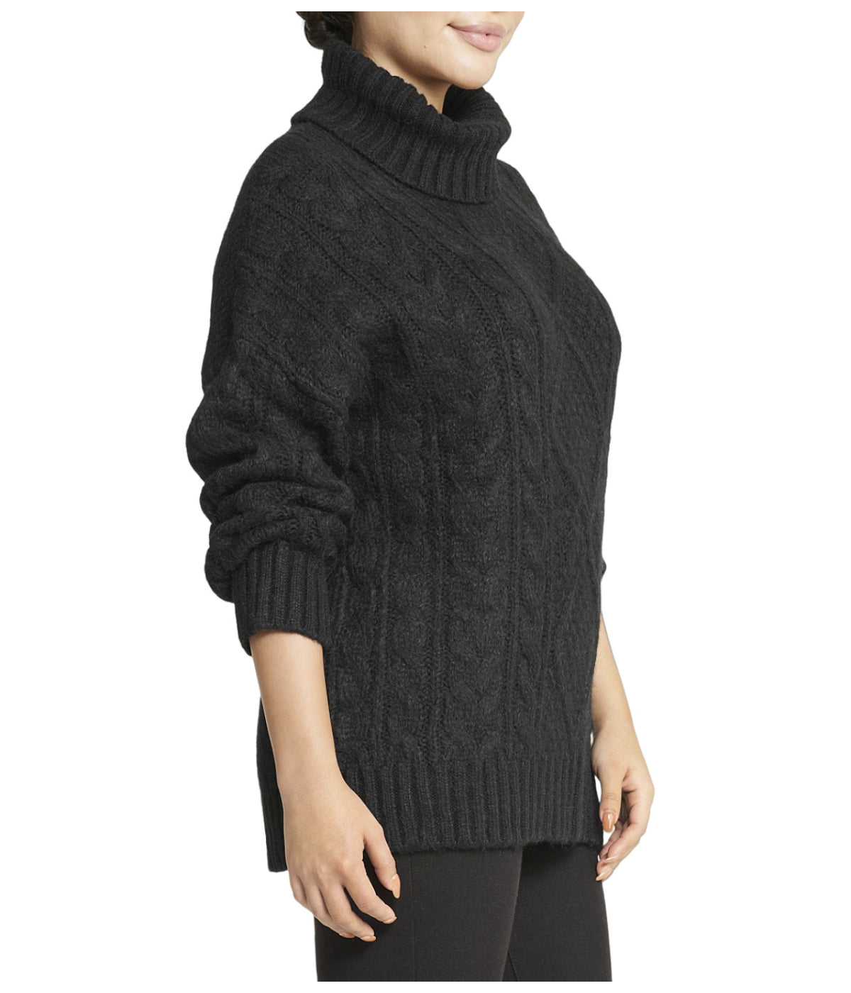  Cable Turtleneck Sweater - Black - Bonton