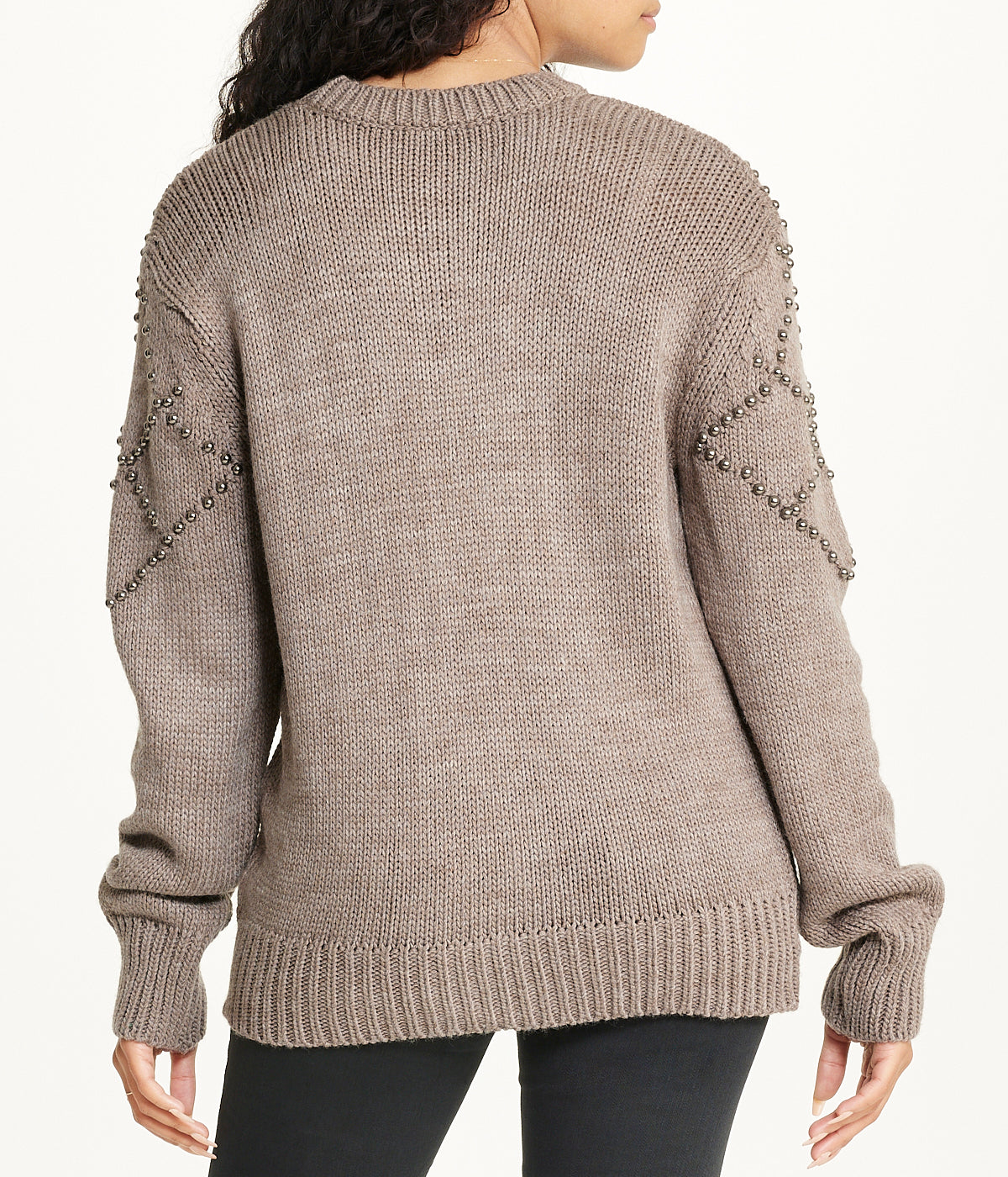  Embellished Pattern Pullover - Mink - Bonton