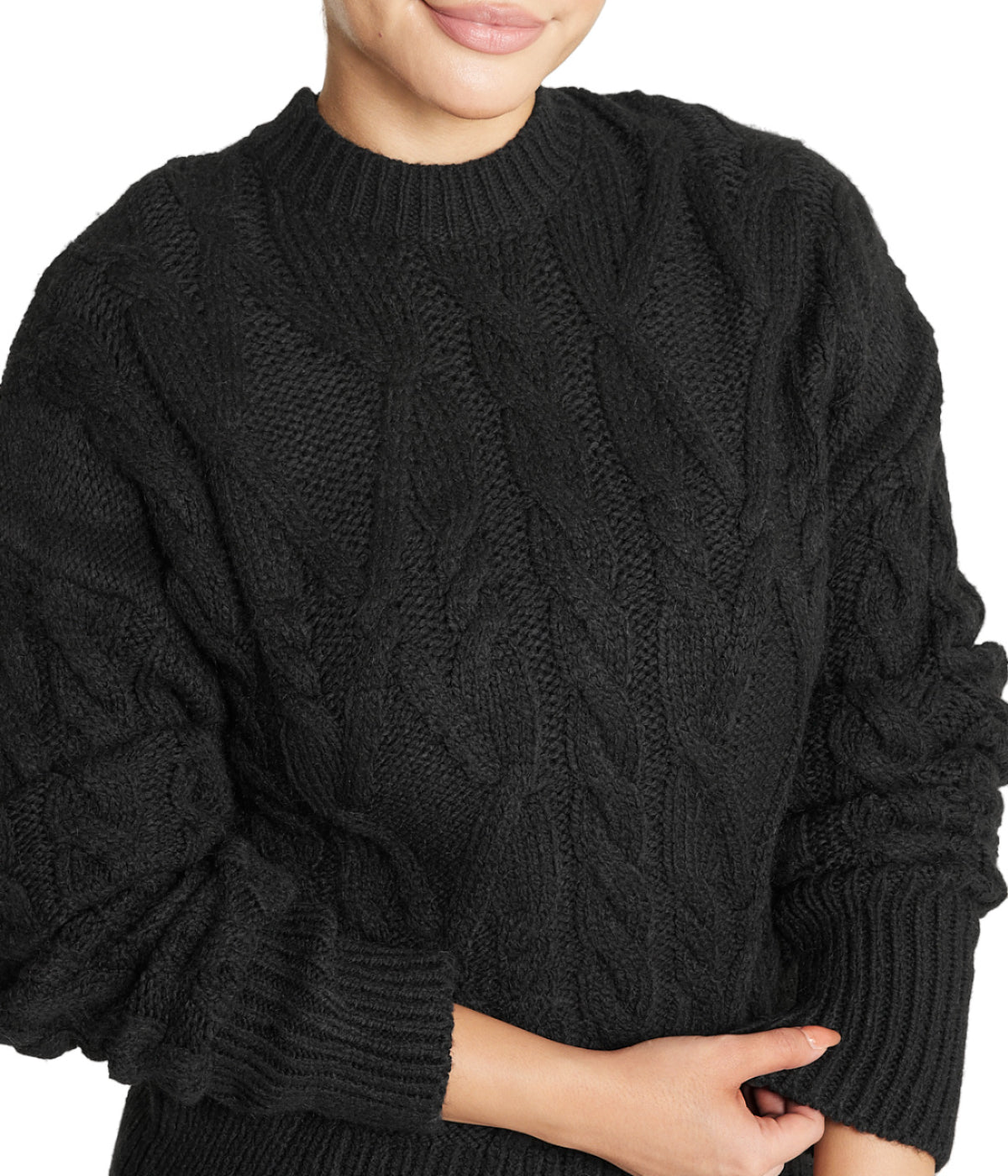  Miss Poeym Cable Knit Pullover - Black - Bonton