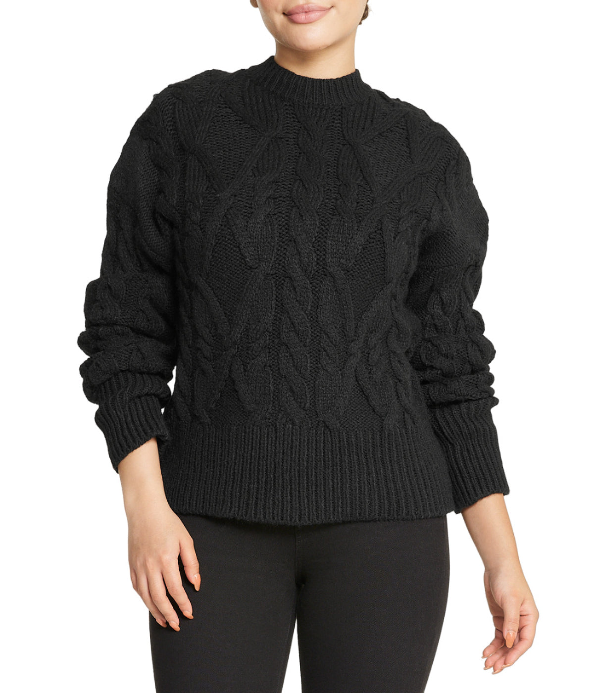  Miss Poeym Cable Knit Pullover - Black - Bonton