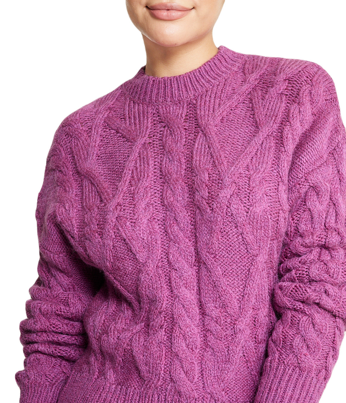  Cable Knit Pullover - Purple - Bonton